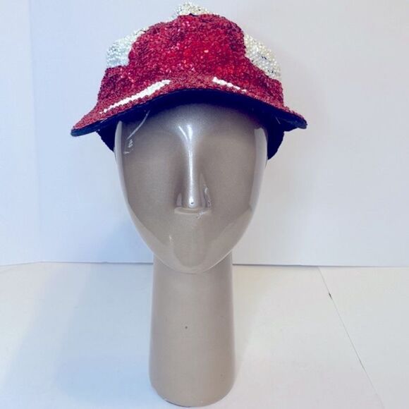 VINTAGE…Red/White sequins hat OS (one size) - Picture 2 of 3